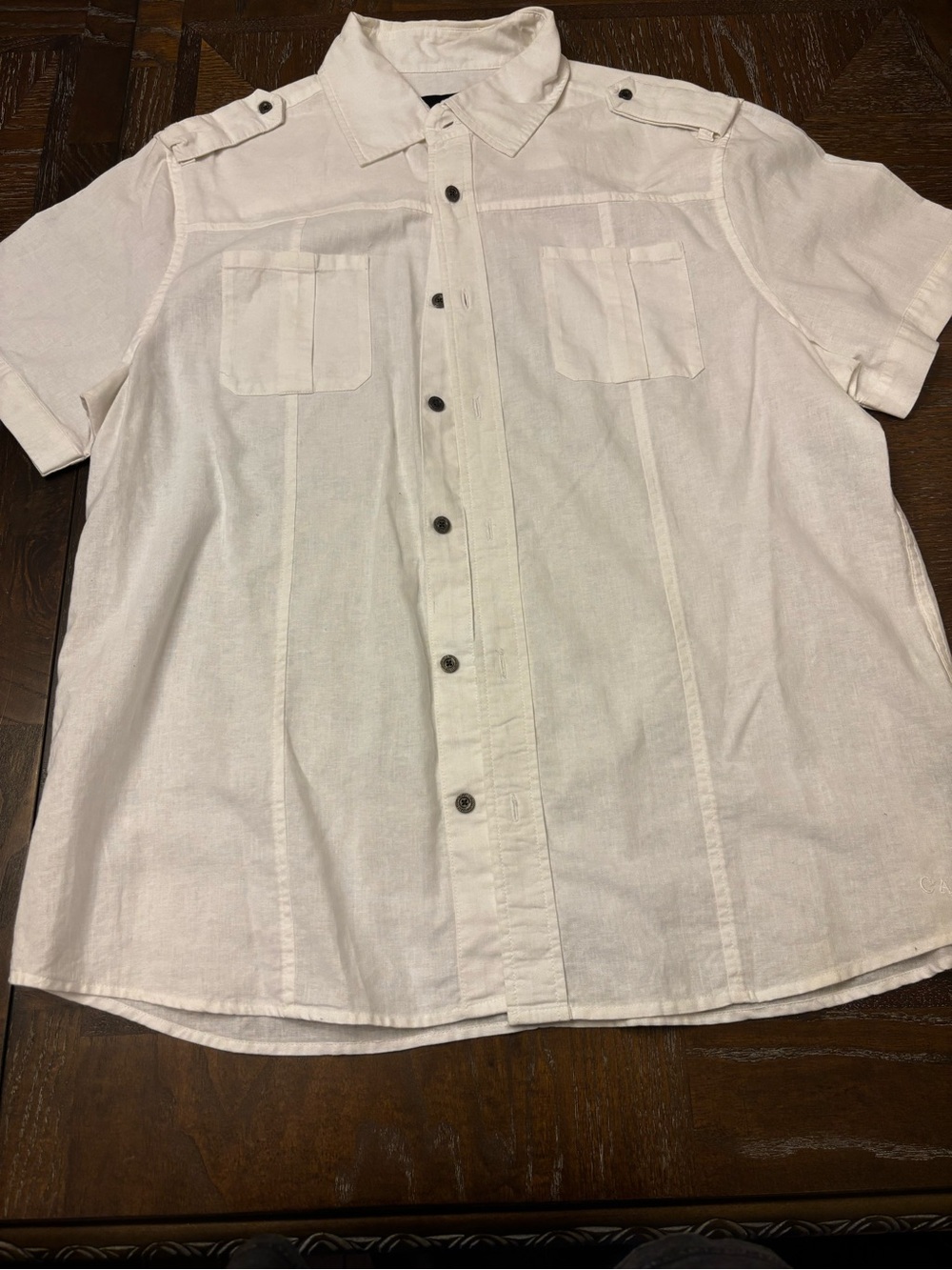 Cavi Men’s White Linen Utility Shirt